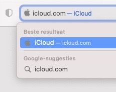 Screenshot van browser naar iCloud.com
