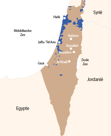 Kaart Palestina en Israël in 1946
