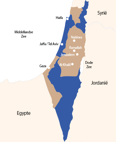 Kaart Palestina en Israël in 1947