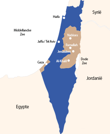 Kaart Palestina en Israël in 1948
